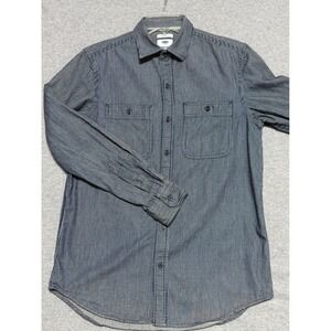 Old Navy Mens Small Blue White Striped Cotton Button Down Shirt Regular Fit